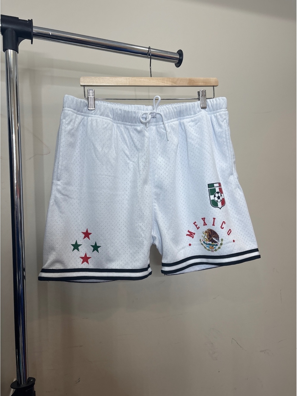 ENT White Mexico Themed Athletic Shorts with Drawstring